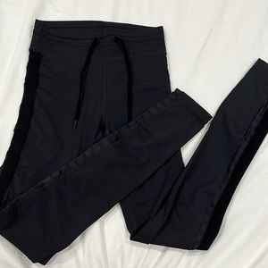 The Upside Tuxedo Velvet stripe Black full length high-waisted athletic Leggings